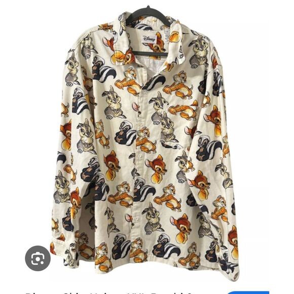 Disney Tops - Disney Multicolor Bambi & Friends Cotton Long Sleeve Button Up Shirt Large NWT